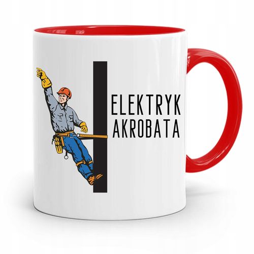 Kubek Czerwony Elektryka Elektryka Prad Nie Tyka Z Nadrukiem Ze Zdjęciem na Arena.pl