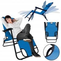 SKŁADANY LEŻAK FOTEL OGRODOWY ZERO GRAVITY Z PODUSZKĄ RIVIERA NIEBIESKI