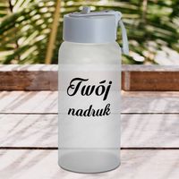 Szklana butelka 750 ml szroniona z plastikowym uchwytem z Twoim nadrukiem - Bezbarwna