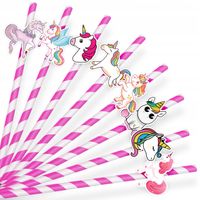 SŁOMKI URODZINOWE z POSTACIAMI - JEDNOROŻEC UNICORN URODZINY - 8 szt.