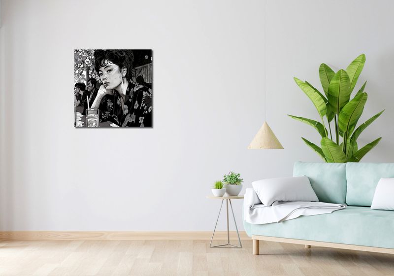 Obraz 60x60cm Czarne Kimono zdjęcie 2