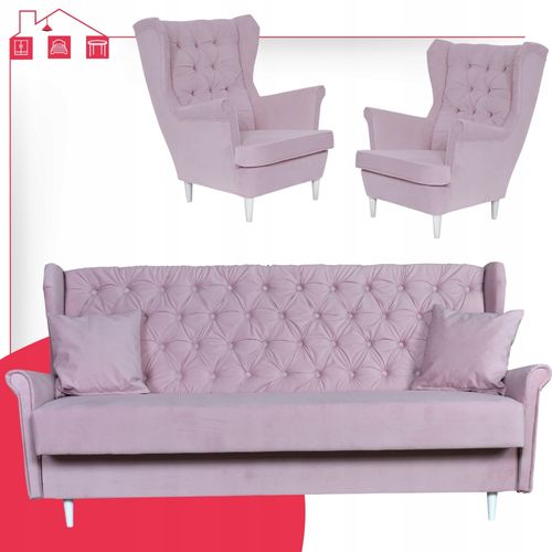 Zestaw wypoczynkowy do salonu z funkcją spania Gaja FIOLETOWY Family Meble na Arena.pl