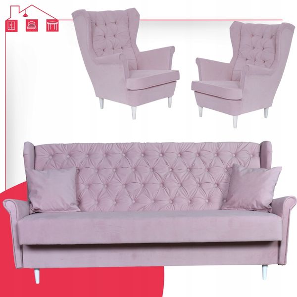 Zestaw wypoczynkowy do salonu z funkcją spania Gaja FIOLETOWY Family Meble zdjęcie 14