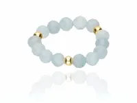 PIERŚCIONEK NA GUMCE KAMIEŃ NATURALNY AKWAMARYN ODWAGA KULKI KULECZKI