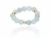 PIERŚCIONEK NA GUMCE KAMIEŃ NATURALNY AKWAMARYN ODWAGA KULKI KULECZKI