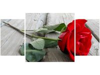 80X40CM RÓŻA DESKACH TRÓJ OBRAZ