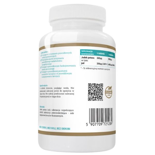 Progress Labs Jod Jodek potasu 400mcg 180 tabletek zdjęcie 4
