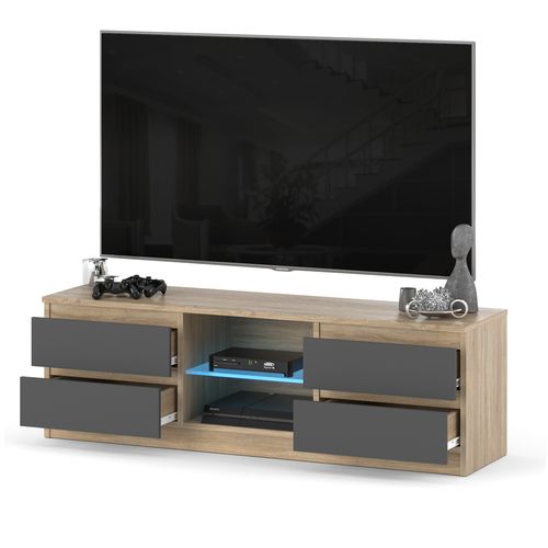 Szafka rtv pojemna 4 szuflady 138cm stojąca do sypialni salonu sonoma szary na Arena.pl