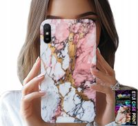 ETUI DO XIAOMI REDMI 9A - RÓŻOWO BIAŁY MARMUREK, KAMIENNE WZORY