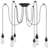 Lampa wisząca z 6 uchwytami na żarówki E27 Czarny metal