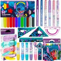 WYPRAWKA STITCH szkolna PLASTELINA KREDKI KLEJ GUMKI DŁUGOPISY 44el STICH