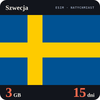 Karta eSIM Internet Szwecja 3 GB na 15 dni - bez rejestracji