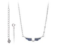 Rodowany srebrny naszyjnik gwiazd celebrytka skrzydło anioła wings szafir cyrkonie srebro 925 FN341