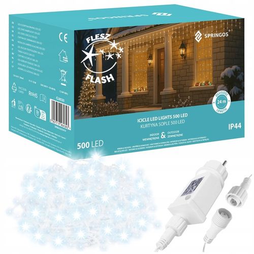 SOPLE 500 LED LAMPKI ZEWNĘTRZNE 22,5m TIMER FLASH KURTYNA GIRLANDA ŚWIETLNA na Arena.pl