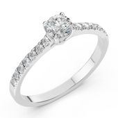 pierścionek z białego złota 585 z diamentem (brylantem) 0,61 ct lab