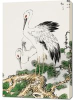 Obraz 70x100cm Stork and Pine Tree, Kashu Japoński Vintage do Salonu