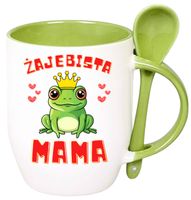 KUBEK Z ŁYŻECZKĄ PREZENT NA DZIEŃ MATKI URODZINY DLA MAMY TEŚCIOWEJ WZORY