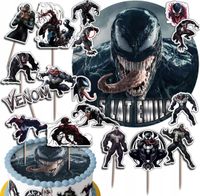 ZESTAW OPŁATEK NA TORT 20CM + TOPPERY PAPIEROWE - VENOM + IMIĘ 15CM 18CM