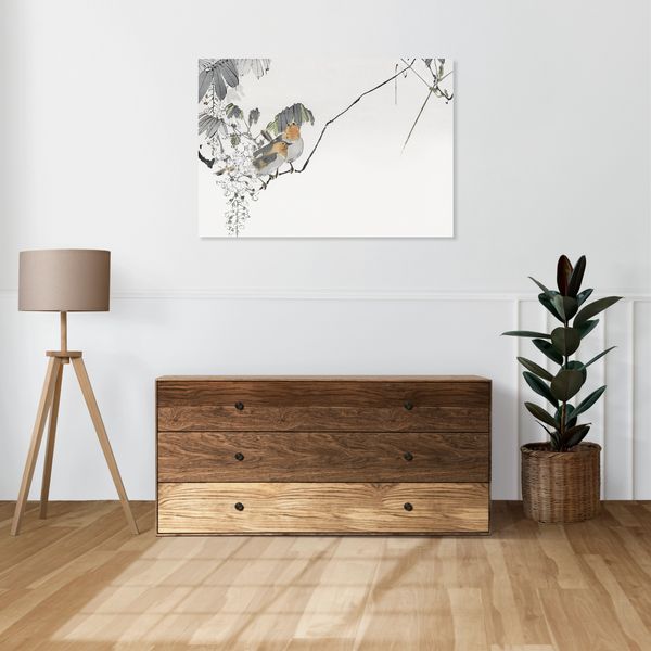 Obraz 60x40cm Two Sparrows, Seitei Japoński Vintage zdjęcie 2