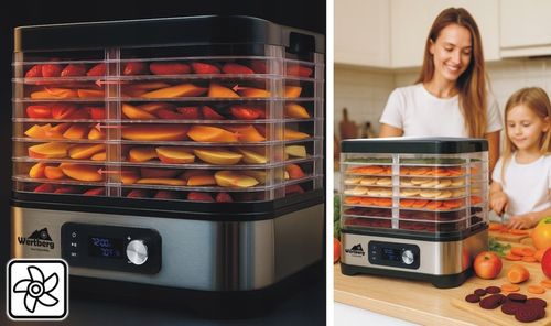 suszarka spożywcza do grzybów owoców warzyw ziół INOX 5 sit 450 W na Arena.pl