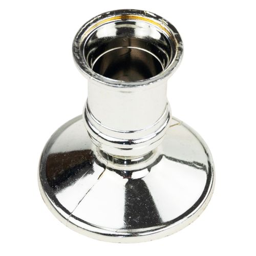 ŚWIECZNIK PLASTIKOWY POJEDYNCZY STOŻKOWY DO ŚWIEC DŁUGICH SREBRNY na kolędę na Arena.pl