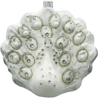 Bombka choinkowa szklana: Paw królewski: biały