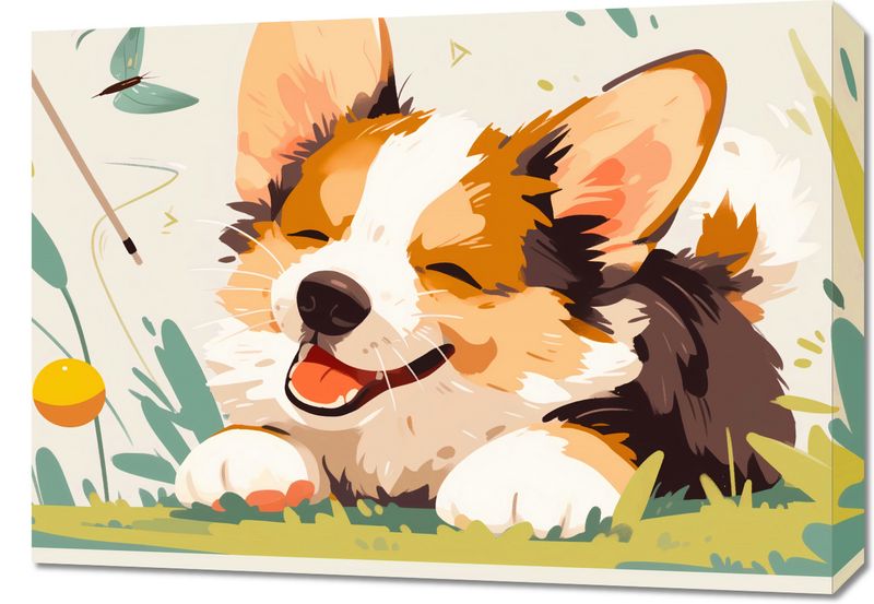 Obraz 70x50cm Beztroski Corgi zdjęcie 1