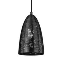Wisząca lampa sypialniana Bene czarny stożek ażurowy