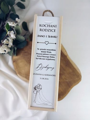 skrzynka na wino prezent dla RODZICÓW ŚWIADKÓW CHRZESTNYCH ŚLUB WESELE na Arena.pl