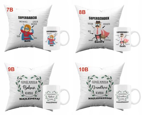 PREZENT NA DZIEŃ BABCI I DZIADKA ZESTAW PODUSZEK KUBKÓW 2SZT. na Arena.pl