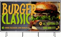 BANER REKLAMOWY 130x80cm różne wzory projekt w cenie BURGER FAST FOOD
