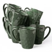 Zestaw kubków Uminami zielony dla 12 osób Nowoczesny Do zmywarki Komplet