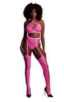 Two Piece With Crop Top And Stockings - Pink - Xs/Xl