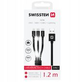 SWISSTEN Kabel do ładowania USB - 2x USB typ C USB-C Lightning ADAPTER 3w1