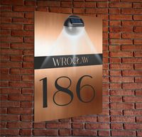 miedziana TABLICZKA ADRESOWA nierdzewna numer domu lampka led pionowa 40x30