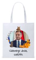 Prezydent Andrzej Duda Torba Eco Biała Shopper Z Nadrukiem Ze Zdjęciem