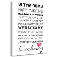Emaga Obraz na płótnie, W tym domu typografia - 70x100