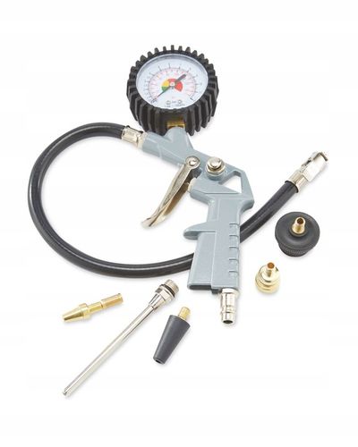Przenośny KOMPRESOR BEZOLEJOWY 8 bar PISTOLET Z MANOMETREM ZESTAW KOŃCÓWEK na Arena.pl