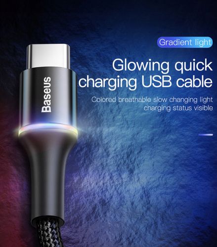 BASEUS PANCERNY KABEL LED USB-C 3A 100CM na Arena.pl