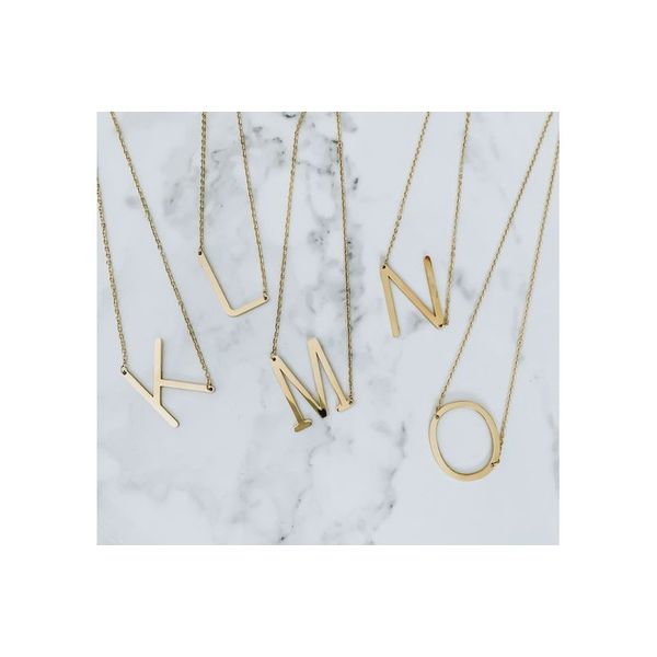 Naszyjnik stal chirurgiczna literka R platerowana złotem NST995R zdjęcie 5