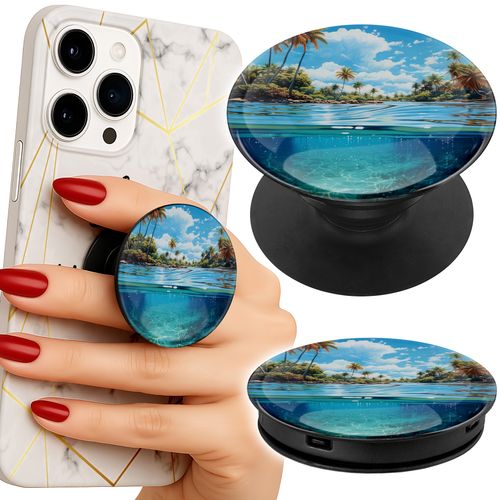 Uchwyt do telefonu Popsocket na palce/stojak WYSPY PALMY WODA BŁEKIT na Arena.pl