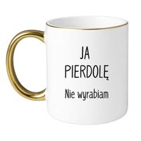 KUBEK "JA PIERODLĘ! NIE WYRABIAM" Wzór - Klasyczny Biało-Złoty 330 ml
