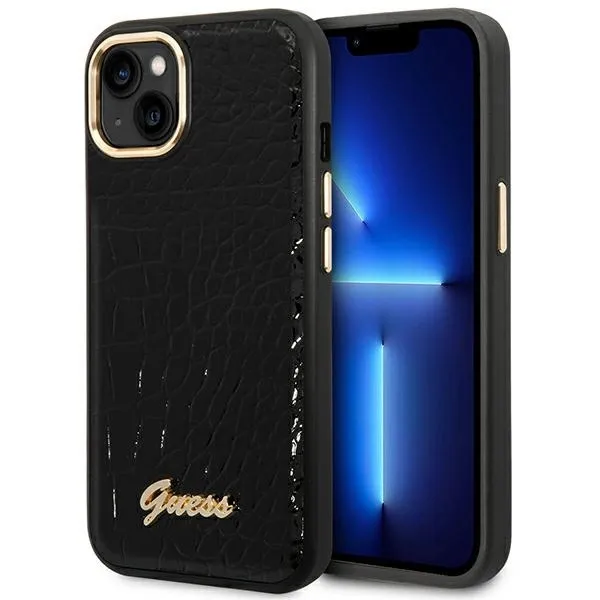 Etui Guess Croco Collection na iPhone 14 Plus - czarne zdjęcie 1