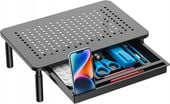 Stolik Pod Laptop Drukarkę Monitor Do 20kg Regulowany Z Szufladą Czarny
