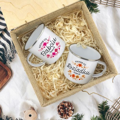Zestaw kubków emaliowanych z nadrukiem prezent dla babci i dziadka na Arena.pl