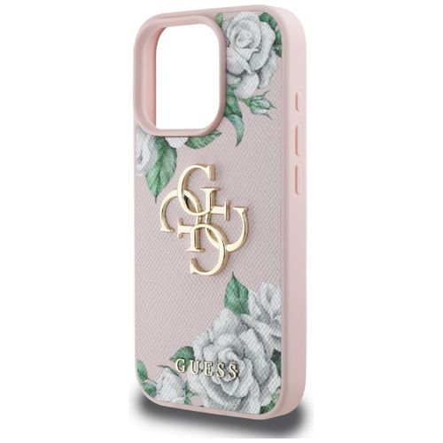 Etui Guess Grained Roses Big 4G logo do  iPhone 16 Pro Max różowy na Arena.pl