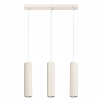 Minimalistyczna lampa wisząca KARBON trzy zwisy beżowa podsufitka SOLLUX