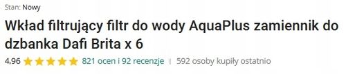 Wkład filtrujący filtry do wody AquaPlus Active do filtra dzbankowego x 6 na Arena.pl