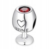 Zawieszka SREBRO 925 Charms Koralik Kieliszek Wina Wino