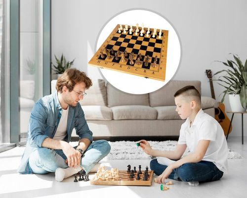 Gra Szachy Warcaby Backgammon 3W1 Drewniane Klasyczne Duże Tryktrak na Arena.pl